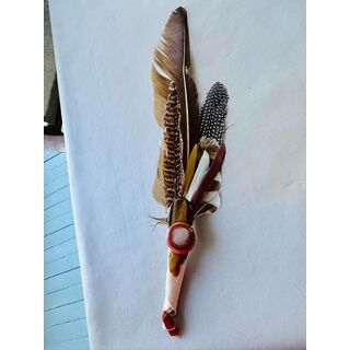 Feather Smudging Stick Mookaite Tigers Eye Gem
