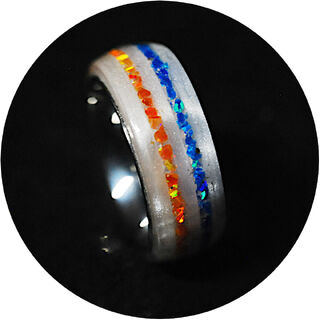 Orange & Blue Opal Pearl White Acrylic 8mm