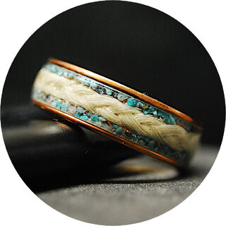 Braided Horse Hair Turquoise Gems on 8mm Copper Ring