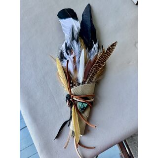 Feather Smudging Stick Labradorite Crystal Gem Heart