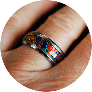 Red Blue Burl Dichrolam Ring